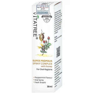 Xịt họng Vitatree Super Propolis Spray Complex With Honey B.pure giảm đau rát cổ họng do viêm họng